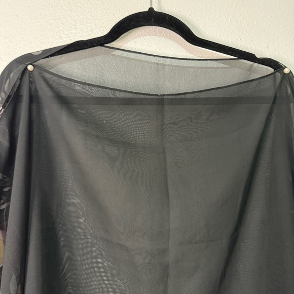 Floral Black Sheer Chiffon Shawl, Unbranded. OS. - Picture 3 of 7